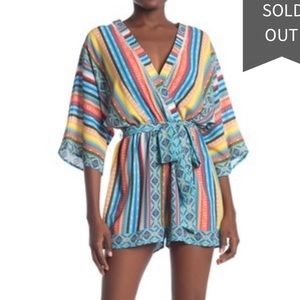Flying Tomato Geometric Print Tie Romper